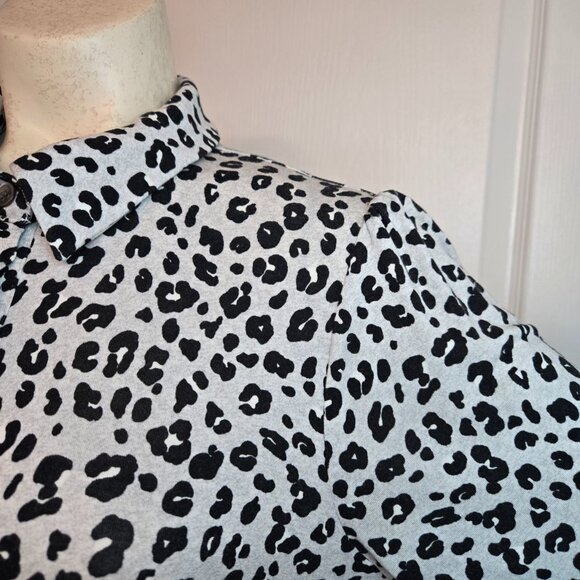 Loft Animal Print Gray Long Sleeves Jersey Midi Dress - Picture 10 of 15